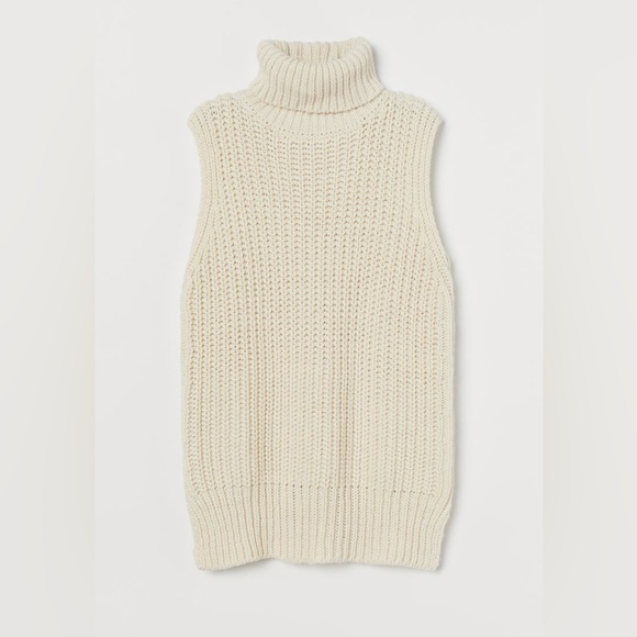 H&M Sleeveless Cream Turtleneck Sweater Vest - Picture 1 of 7